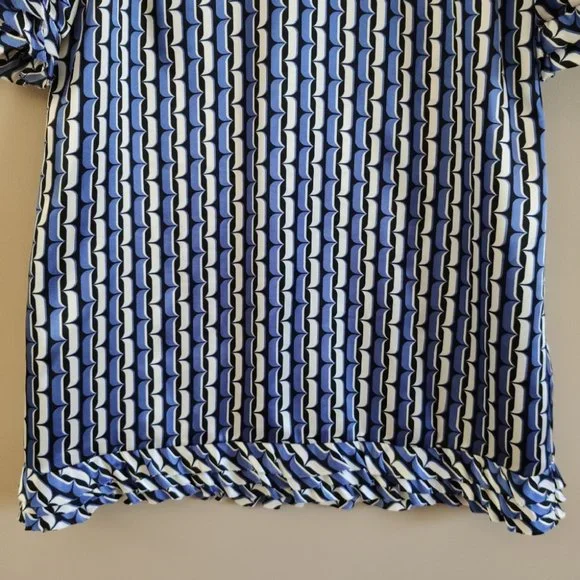 Nine West Satin Geometric Pattern Ruffle Dress 10 - Picture 4 of 8